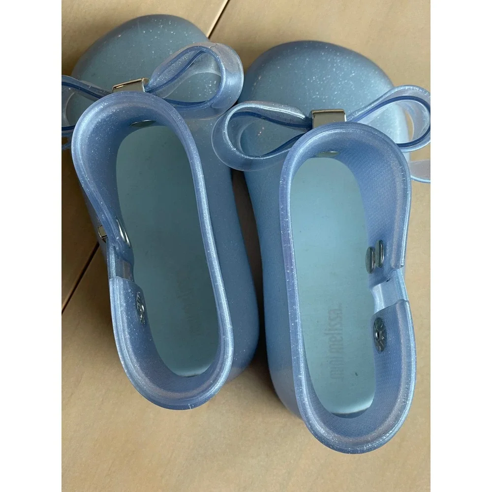 Mini Melissa Ultragirl Bow Blue Glitter Jelly Mary Jane Shoes Toddler US 9